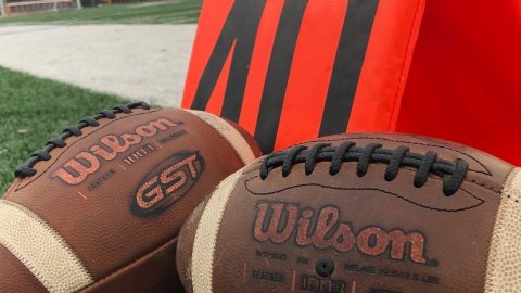 Soccer Ball, Playing American Football, American Football (Ball). Text: Wilson GST Wilson