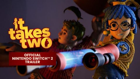 Dynamite, Person, People. Text: it takes two OFFICIAL NINTENDO SWITCH™ 2 TRAILER
