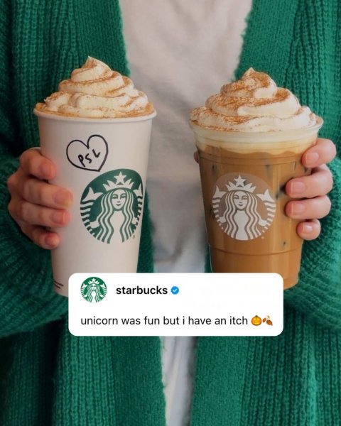 Cream, Ice Cream, Disposable Cup. Text: PSL starbucks unicorn was fun but i have an itch