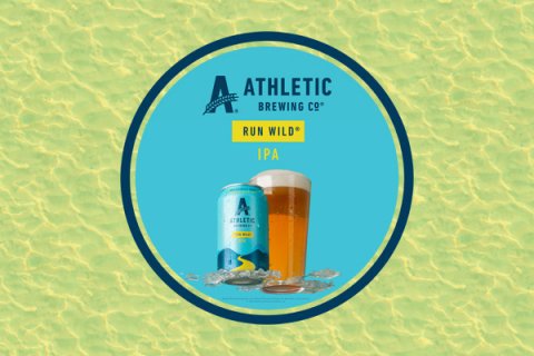 Beer, Lager, Glass. Text: A ATHLETIC IPA A