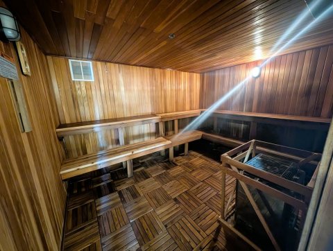 Sauna, Lamp, Bench.