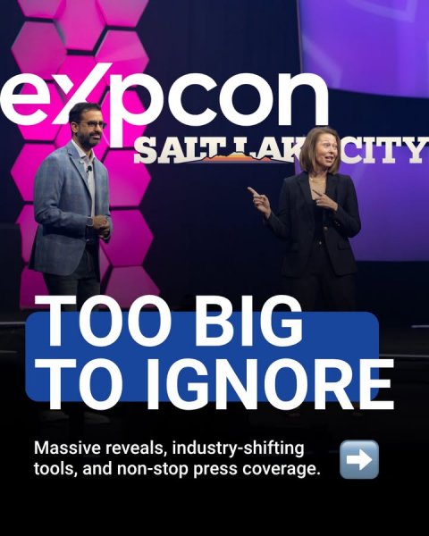 Adult, Person, Woman. Text: pcon SALT LAK CITY TOO BIG TO IGNORE Massive reveals, industry-shifting tools, and non-stop press coverage.