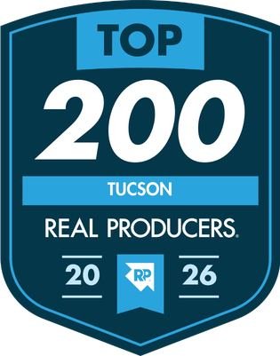Symbol, Scoreboard, Text. Text: TOP 200 TUCSON REAL PRODUCERS. 20 RP 26