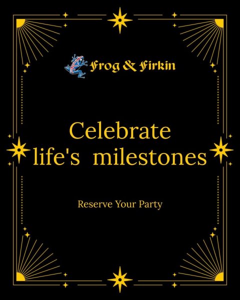 Book, Publication, Blackboard. Text: Celebrate life's milestones Reserve Your Party
