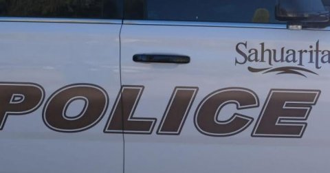 Text, Logo, Vehicle. Text: Sahuarita POLICE