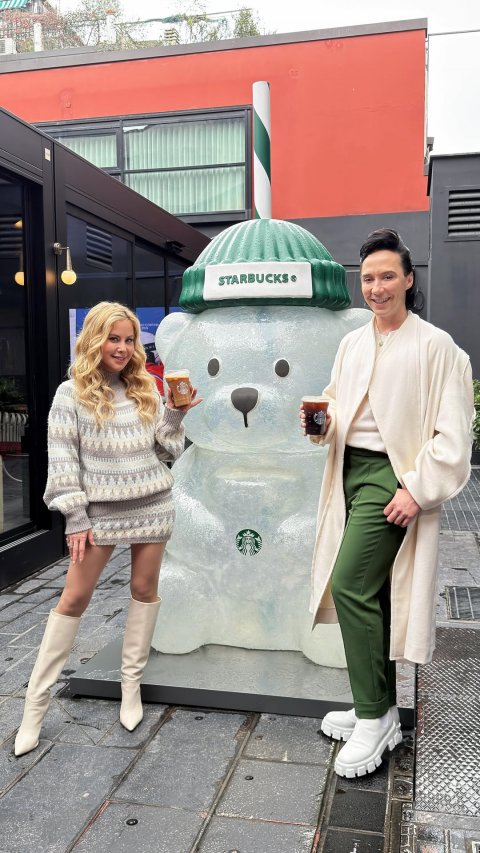 Outdoors, Nature, Person. Text: STARBUCKS