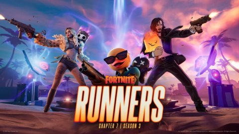 Concert, Person, Gun. Text: FORTNITE RUNNERS CHAPTER 7 I SEASON 3 -