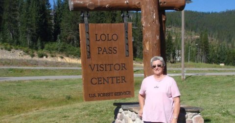T-Shirt, Vegetation, Park. Text: LOLO PASS VISITOR CENTER U.S. FOREST SERVICE