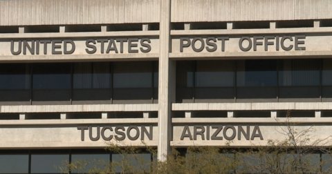 Office Building, Library, Hospital. Text: POST OFFICE UNITED STATES TUCSON ARIZONA