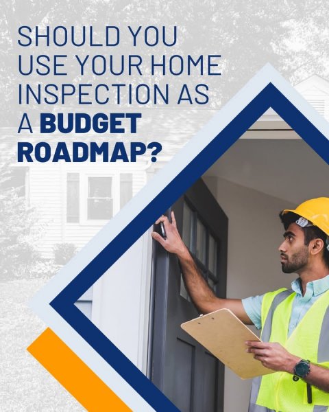 Hardhat, Helmet, Advertisement. Text: SHOULD YOU USE YOUR HOME INSPECTION AS A BUDGET ROADMAP?