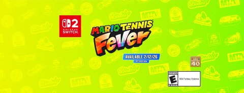 Gum. Text: 2 SWITCH MARIO TENNIS Fever AVAILABLE 2/12/26 40 E