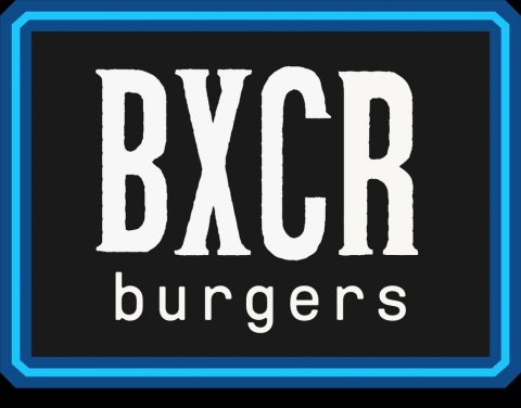 License Plate, Scoreboard, Logo. Text: BXCR burgers
