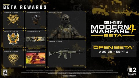 Advertisement, Poster, Machine Gun. Text: BETA REWARDS CALL OF DUTY MODERN WARFARE BETA OPEN BETA M