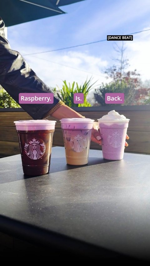 Ice Cream, Disposable Cup, Beverage. Text: [DANCE BEAT] Raspberry. Is. Back.