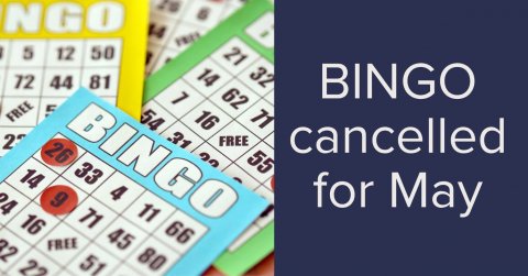 Text, Scoreboard, Symbol. Text: - 21 BINGO 32 14 NGO 62 50 71 12 1 - 5 16 cancelled 81 54 44 FREE 55 BINGO 31 72 F for May FREE 26 33 4 11 14 66 9 71 45 80 16 FREE 51