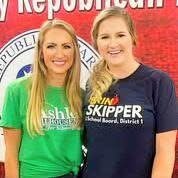 T-Shirt, Blonde, Person. Text: AR SKIPPER