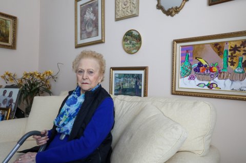 Couch, Potted Plant, Portrait.