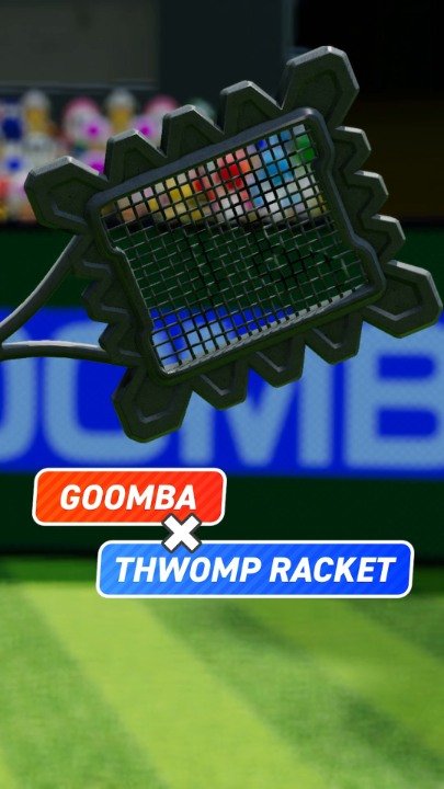 Computer Hardware, Monitor, Screen. Text: GOOMBA THWOMP RACKET