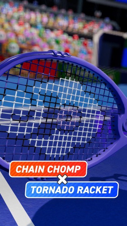 Racket, Tennis Racket, Solar Panels. Text: CHAIN CHOMP TORNADO RACKET