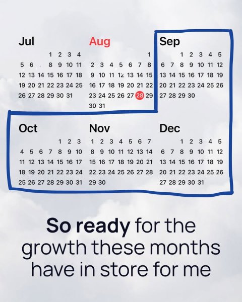 Text, Calendar. Text: Jul Aug Sep 1 2 3 4 1 1 2 3 4 5 5 6 8 9 10 11 2 3 4 5 6 7 8 6 7 8 9 10 11 12 12 13 14 15 16 17 18 9 10 11 12 13 14 15 13 14 15 16 17 18 19 19 20 21 22 23 24 25 16 17 18 19 20 21 22 20 21 22 23 24 25 26 26 27 28 29 30 31 23 24 25 26 27 28 29 27 28 29 30 30 31 Oct Nov Dec 1 2 3