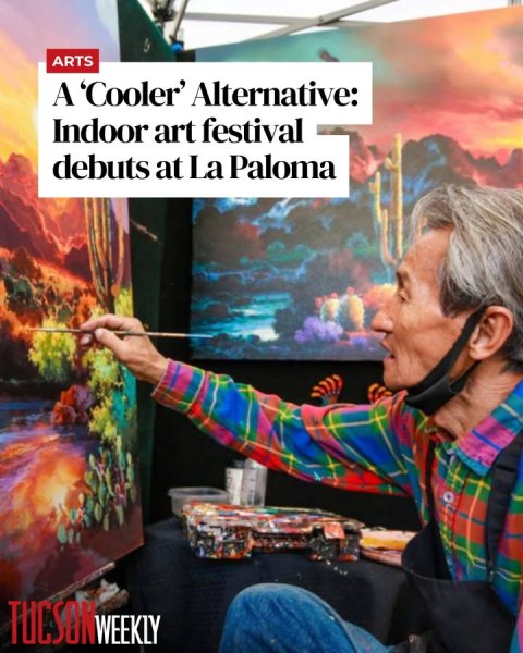 Painting, Man, Person. Text: ARTS A 'Cooler' Alternative: Indoor art festival debuts at La Paloma TUCSON WEEKLY