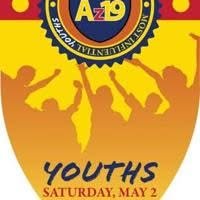 Logo, Badge, Poster. Text: YOUTHS SATURDAY, MAY 2