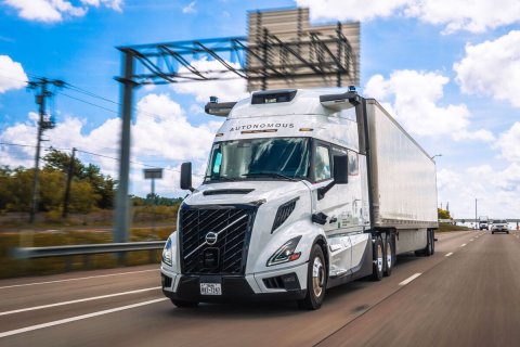 Vehicle, 18-wheeler Truck, Moving Van. Text: AUTONOMOUS
