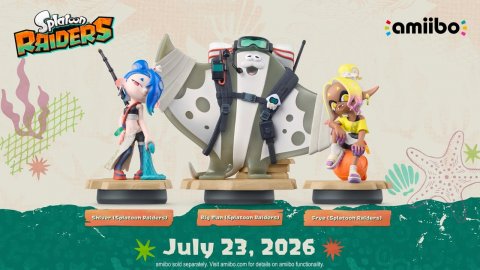 Figurine, Baby, Person. Text: amiibo RAIDERS July 23, 2026