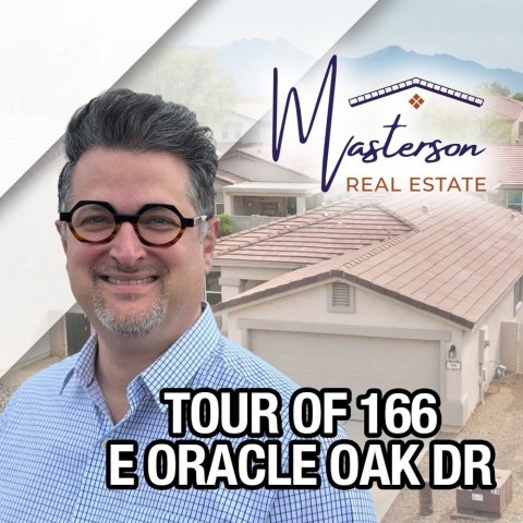 Glasses, Photography, Portrait. Text: REAL ESTATE TOUR OF 166 E ORACLE OAK DR