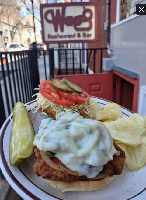 Food, Food Presentation, Burger. Text: Restaurant &amp; Bar