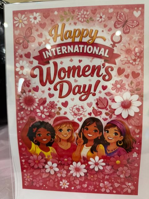 Greeting Card, Advertisement, Poster. Text: Happy INTERNATIONAL Women's Day!