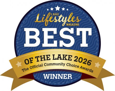 Badge, Logo, Symbol. Text: LAKE MAGAZINE Lifestyles BEST The OF Official THE Community LAKE Choice 2026 Awards WINNER