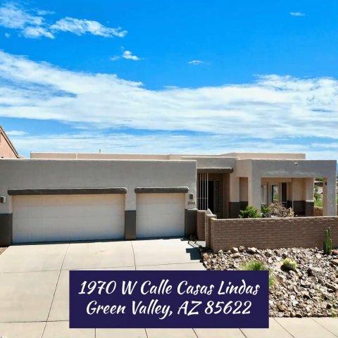 Villa, Garage, Indoors. Text: 1970 W Calle Casas Lindas Green Valley, AZ 85622