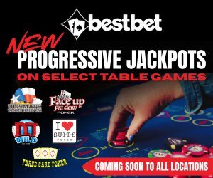 Game, Baby, Person. Text: bestbet NEW PROGRESSIVE JACKPOTS ON SELECT TABLE GAMES I WILD COMING SOON TO ALL LOCATIONS