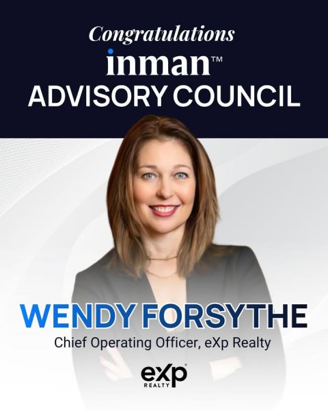 Advertisement, Poster, Person. Text: Congratulations ADVISORY COUNCIL WENDY FORSYTHE Chief Operating Officer, eXp Realty exp REALTY