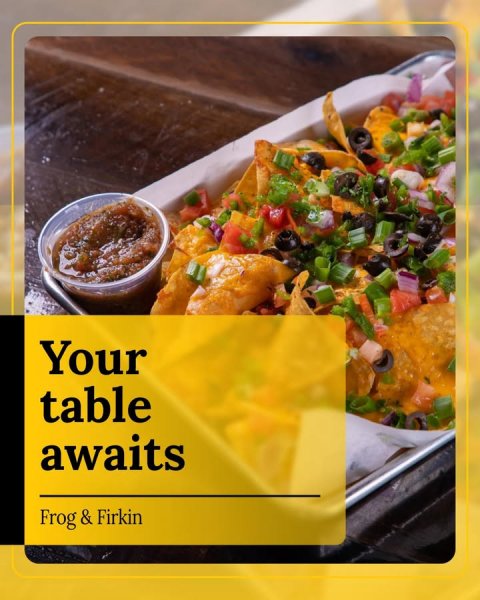 Food, Snack, Nachos. Text: Your table awaits