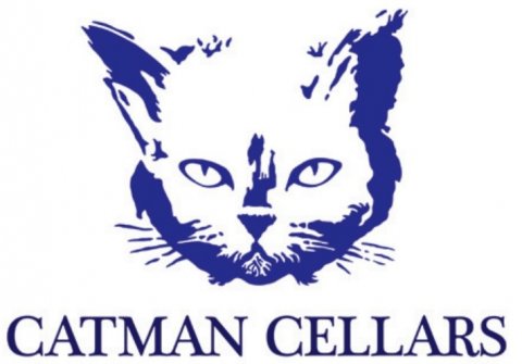 Logo, Cat, Shark. Text: CATMAN CELLARS