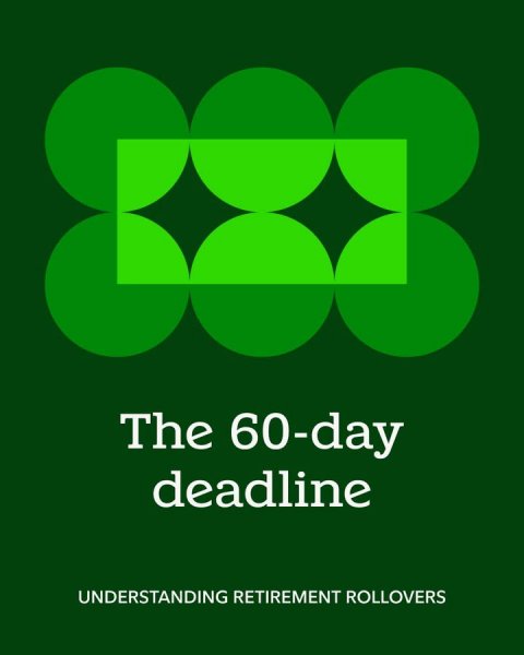 Green, Advertisement, Poster. Text: The 60-day deadline UNDERSTANDING RETIREMENT ROLLOVERS