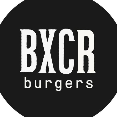 Logo, Grenade, Text. Text: BXCR burgers
