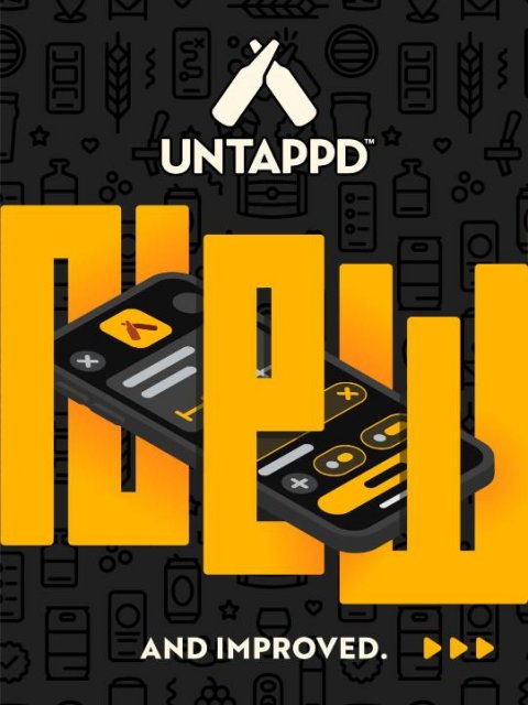 Scoreboard, Advertisement, Poster. Text: UNTAPPD + AND IMPROVED.