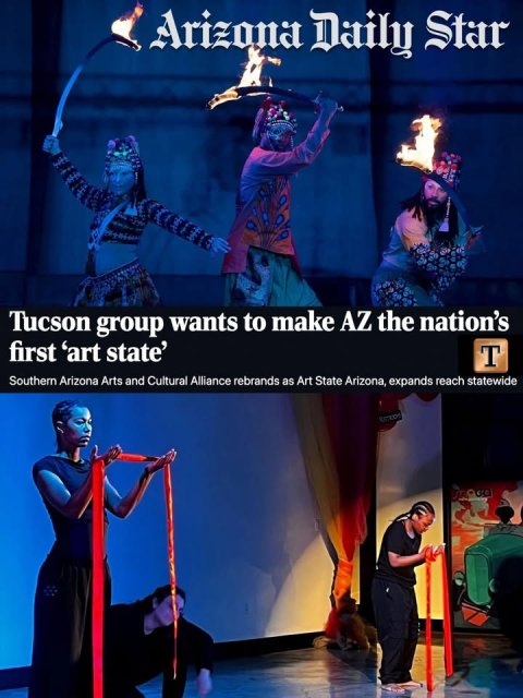 Adult, Person, Woman. Text: Arizona Daily Star Tucson group wants to make AZ the nation's first 'art state' T Southern Arizona Arts and Cultural Alliance rebrands as Art State Arizona, expands reach statewide