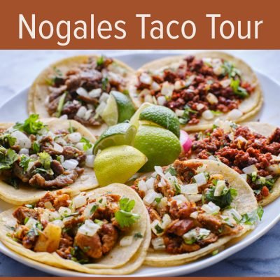 Food, Taco, Plate. Text: Nogales Taco Tour