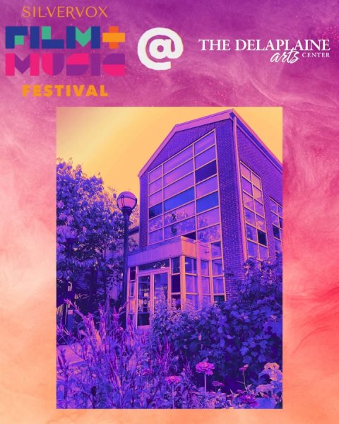 Purple, Book, Publication. Text: SILVERVOX FILM+ @ THE DELAPLAINE arts MUSIC CENTER FESTIVAL