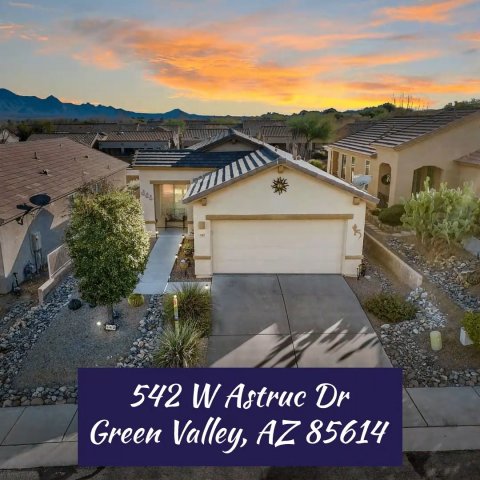 Outdoors, Housing, Candle. Text: 542 W Astruc Dr Green Valley, AZ 85614
