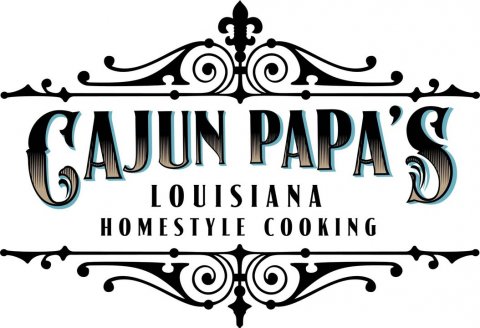Logo, Bow, Text. Text: LOUISIANA HOMESTYLE COOKING