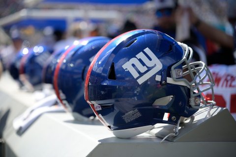 Helmet, Football Helmet, Playing American Football. Text: ny