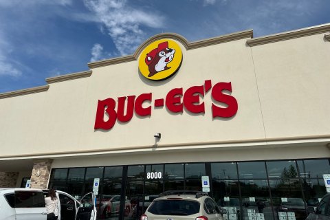 Person, Car, Shop. Text: BUC-EE'S 8000