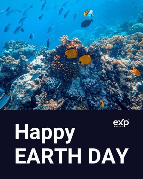 Nature, Outdoors, Sea. Text: exp Happy REALTY EARTH DAY