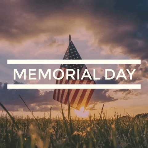 American Flag, Flag, Outdoors. Text: MEMORIAL DAY