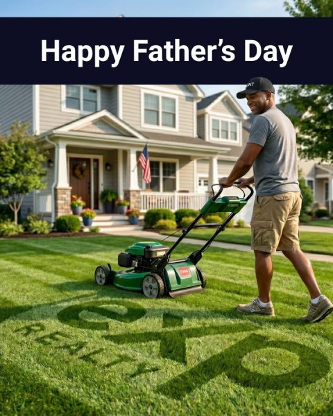 Grass, Lawn, Lawn Mower. Text: Happy Father's Day